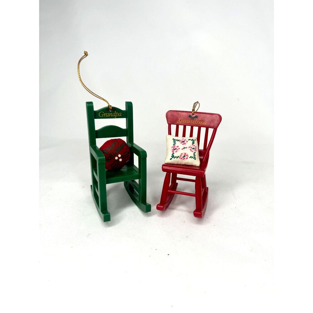 Avon 1988 Grandma and Grandpa Rocking Chair Ornaments
